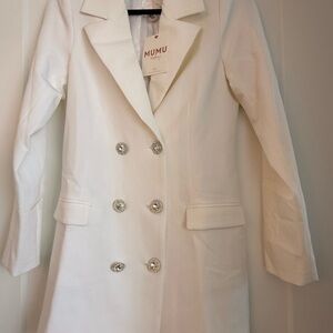 Women's White Double-Breasted Coat